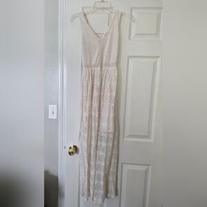 Elegant Cream Lace Maxi Dress